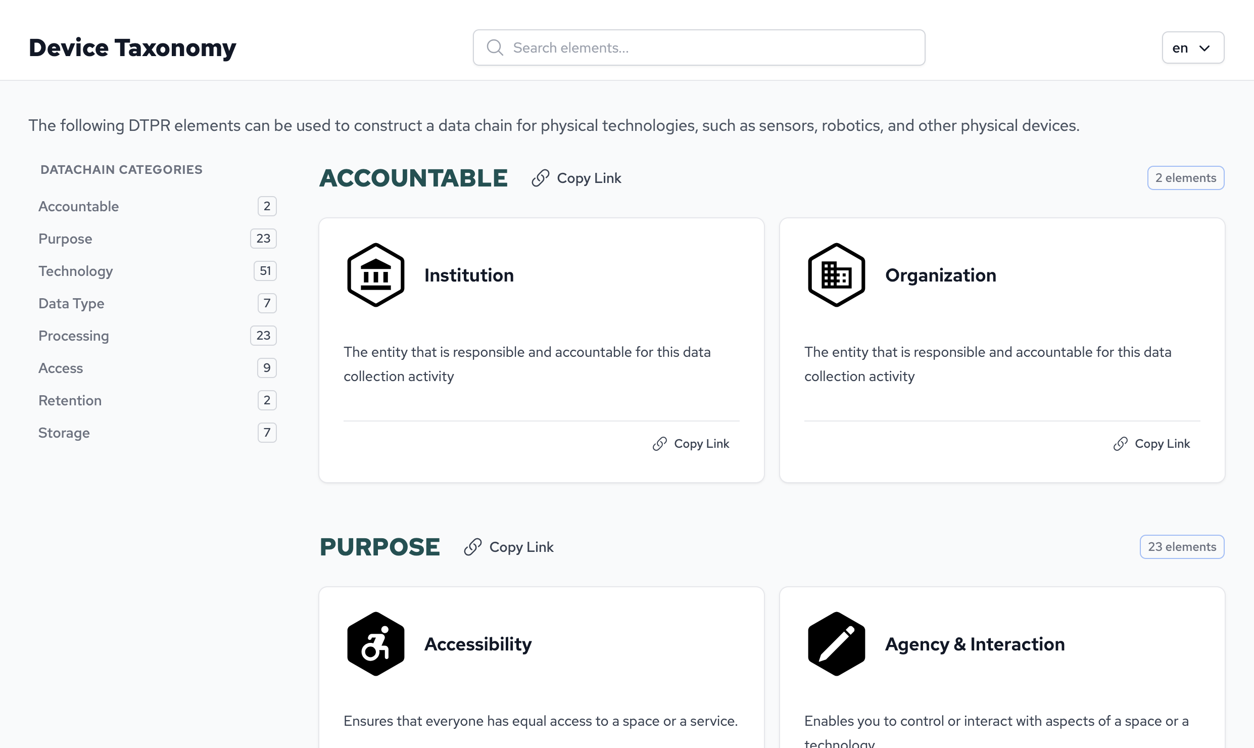 The improved DTPR taxonomy explorer on DTPR.io