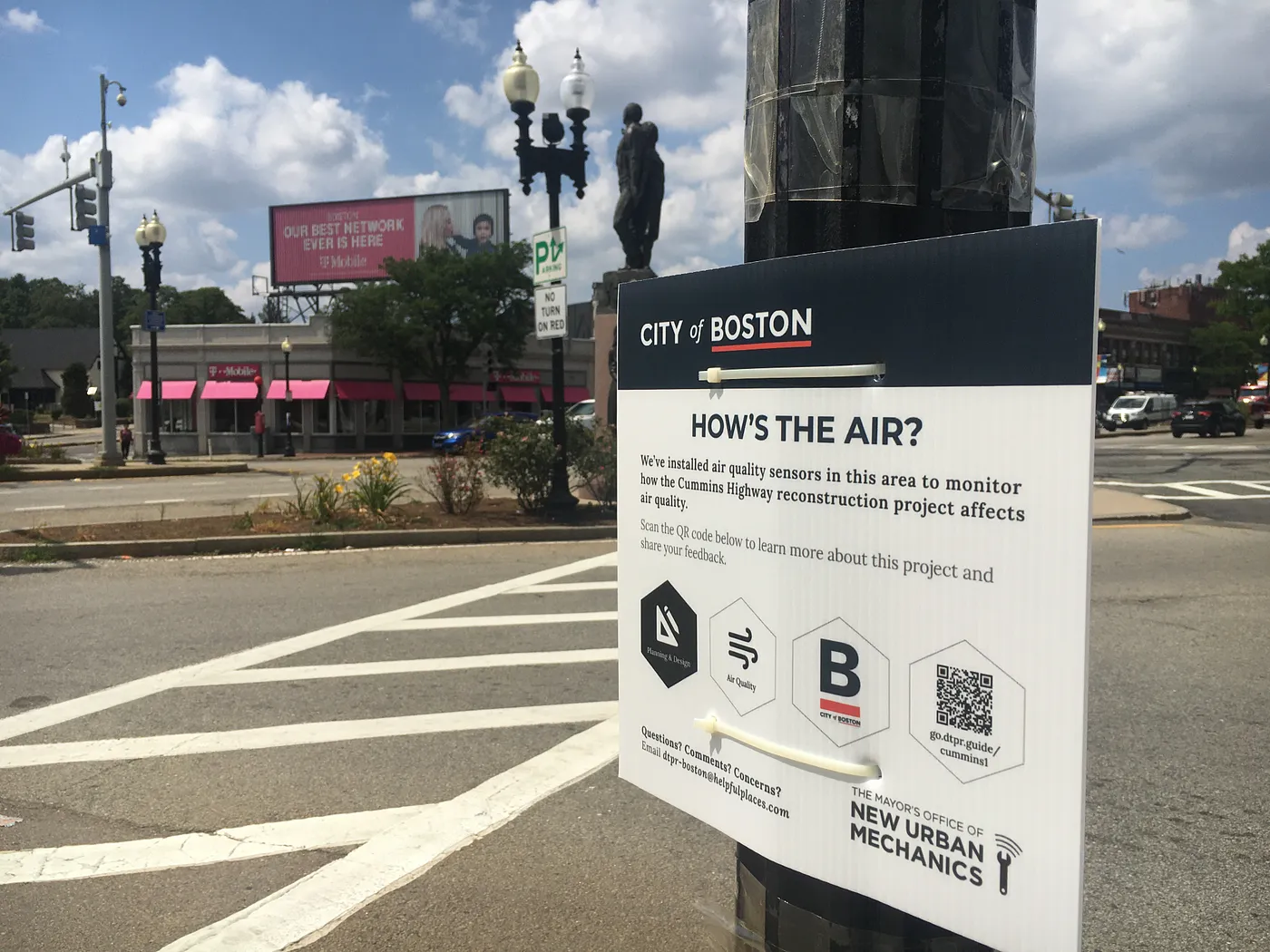 One of Boston's DTPR signs installed in Mattapan Square