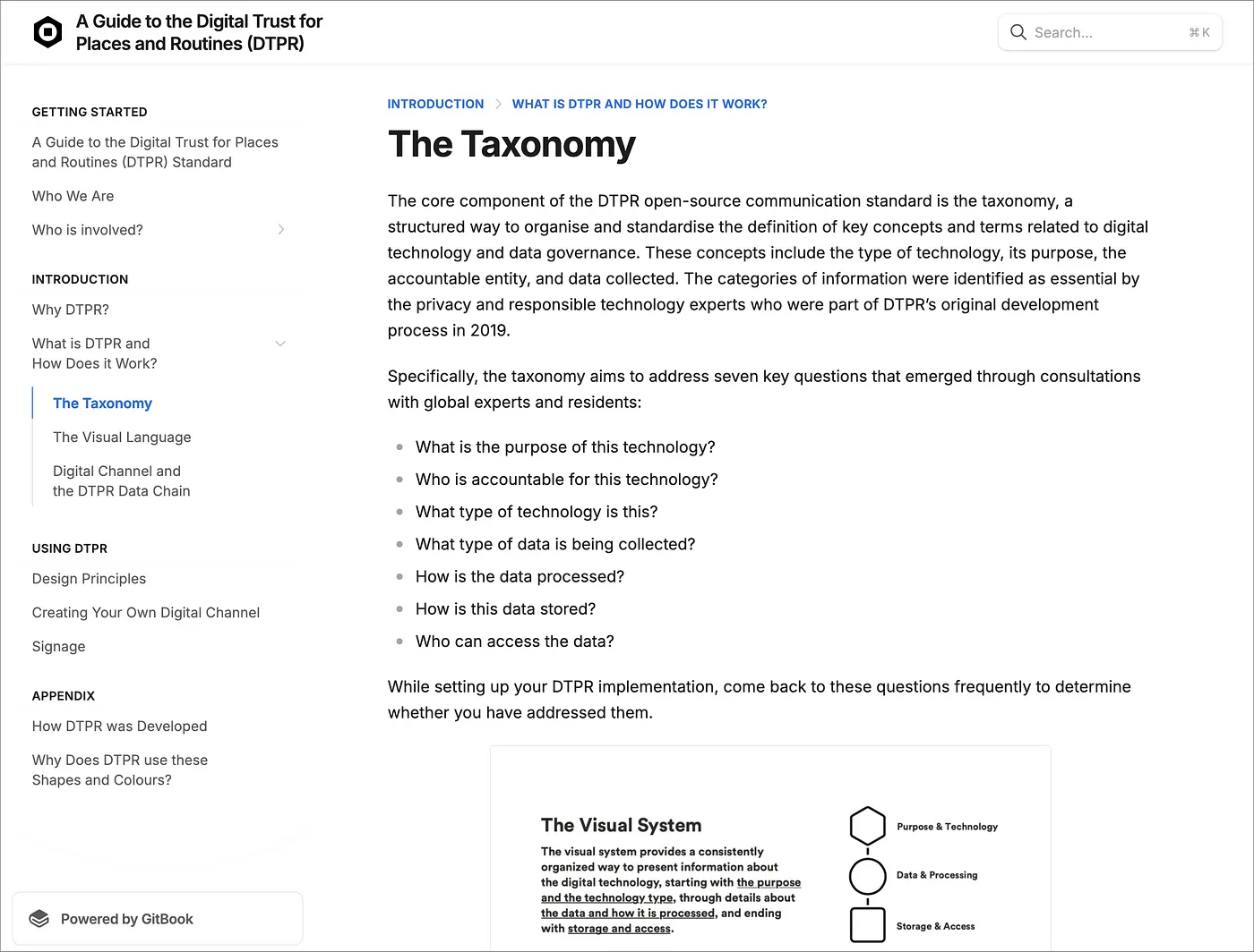 Sample page from the Guide to the Digital Trust for Places and Routines (DTPR) Standard